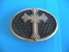 Cross Metal Belt Buckle Black  Silver W3