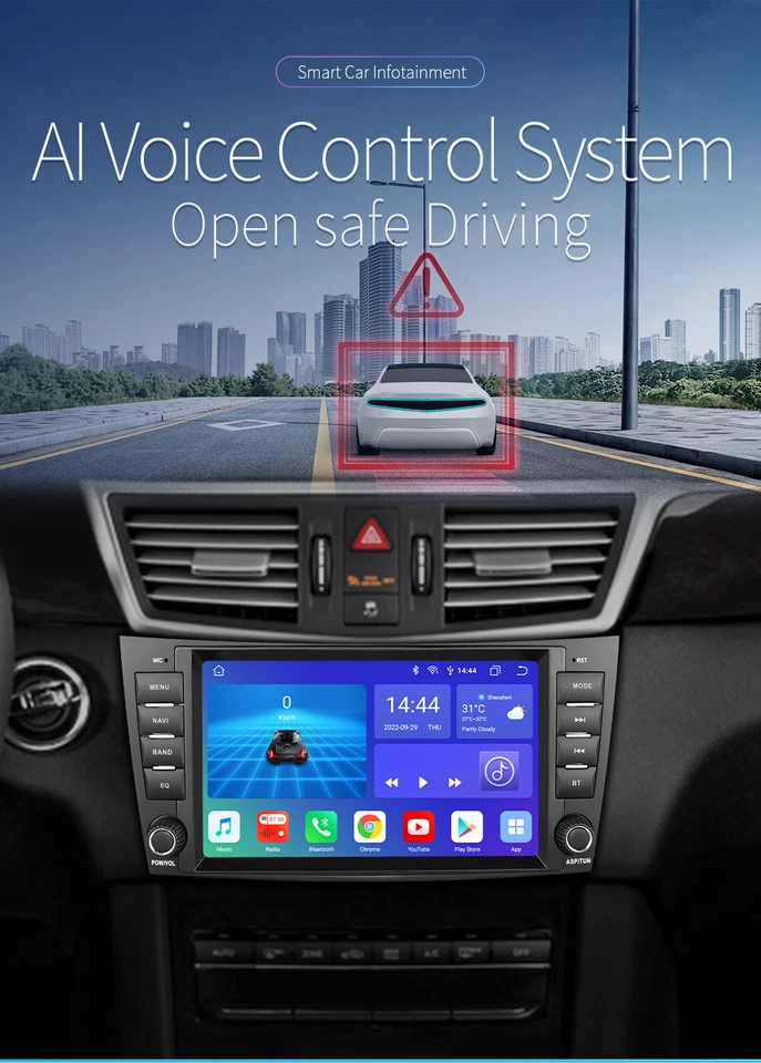 Radio estéreo de coche de 7" para Benz Clase E W211 W219 GPS CarPlay DSP Bluetooth 4+64 GB Foto 2 de 4