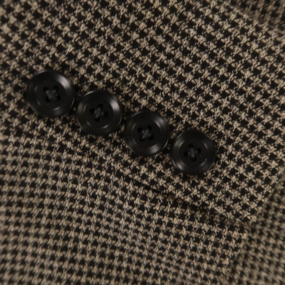 Chaqueta Hopsack 2XL Beige Negro Pata de Gallo Cuadros 100% Lana Blazer Abrigo Deportivo 52R Foto 4 de 4