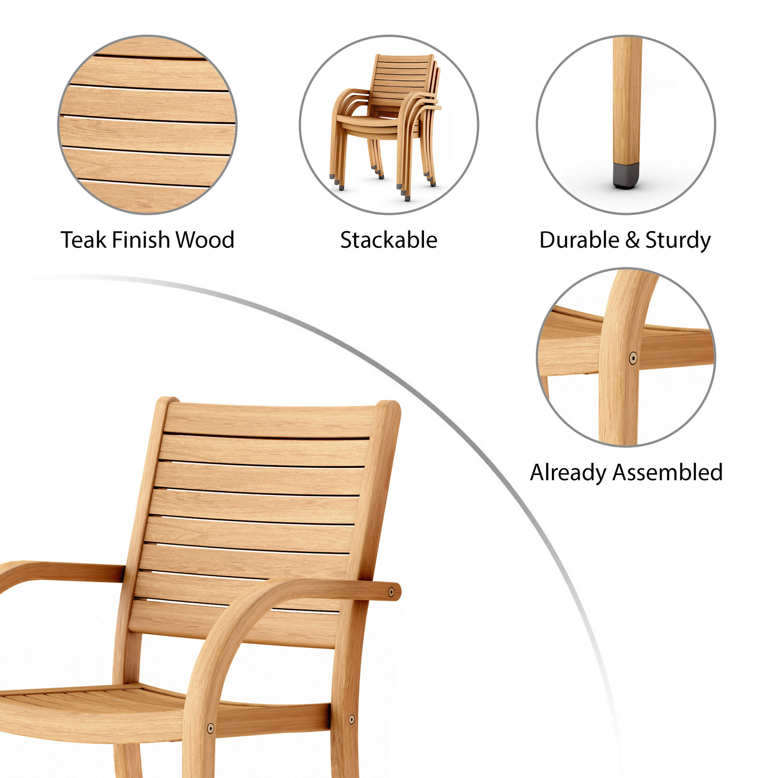 Amazonia Lancy 5-Piece Outdoor Dining Set | Teak Finish | Ideal for Patios