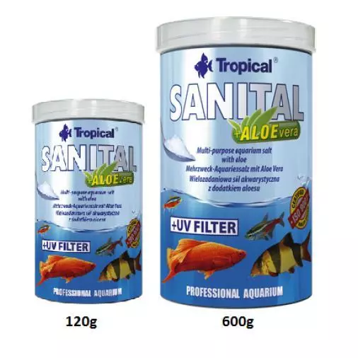 SANITAL AQUARIUM SALT With ALOEvera UV FILTER TREATMENT FOR TROPICAL FISH TANK