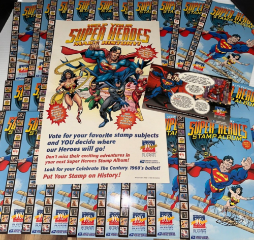 32 Celebrate the Century - Super Heroes Stamp Album #1 - DC COMIC - USPS Promo - Picture 1 of 14