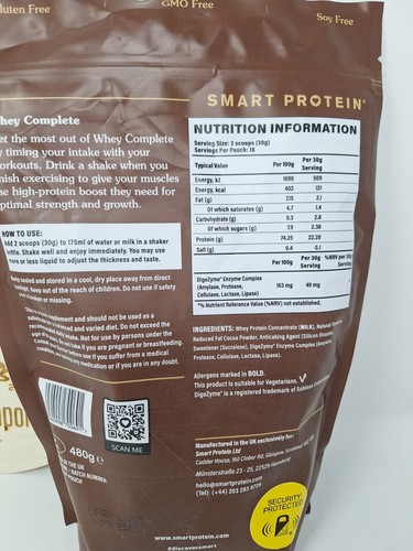 Smart Protein Whey Complete Chocolate Food Supplement Concentrate Protein Powder - Picture 7 of 8