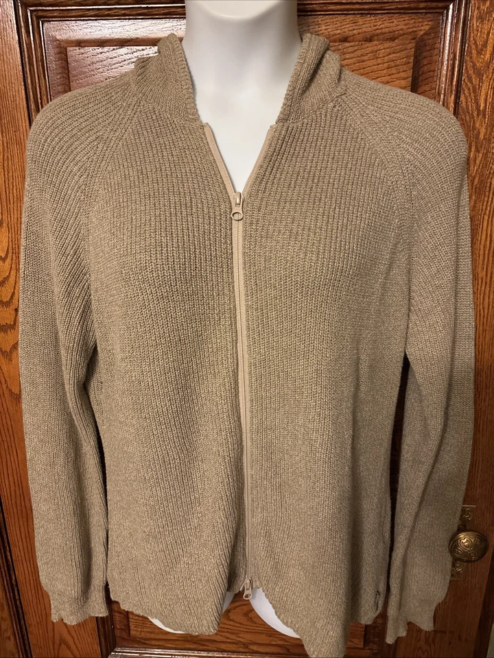 WOOLRICH Mujer 100% Algodón, Suave Caqui Brezo, Cremallera Completa Sudadera con Capucha SUÉTER, XL Foto 2 de 4