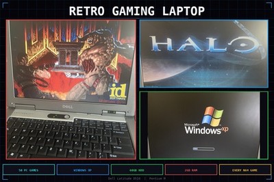 Retro Gaming Windows XP Laptop 50 PC Games Halo GTA KOTOR & All N64 Games Read