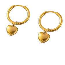 Kids Gold Puffy Heart Huggie Earrings