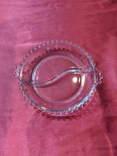 Vintage 1940's Imperial Glass Candlewick Beaded Divided Relish Tray Dish 6.5"D
