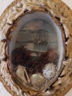 2 Antike Bilderrahmen mit Muscheln u.Bilder hinter Glas maritim