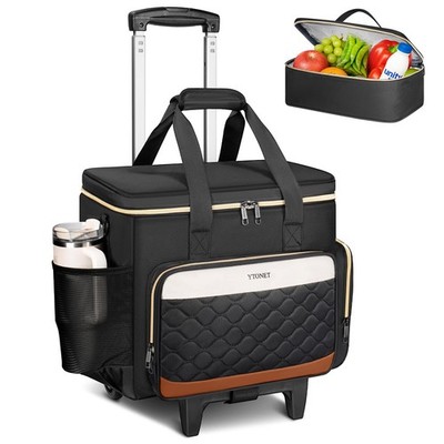 Rolling Teacher Bag with Insulated Lunch Carrier, 15.6'' Rolling Laptop Bag Wo...