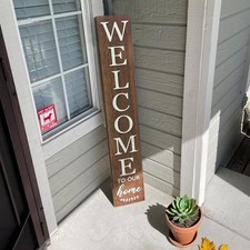 47.2" Farmhouse Wood Welcome Sign for Front Door and Porch, Brown
