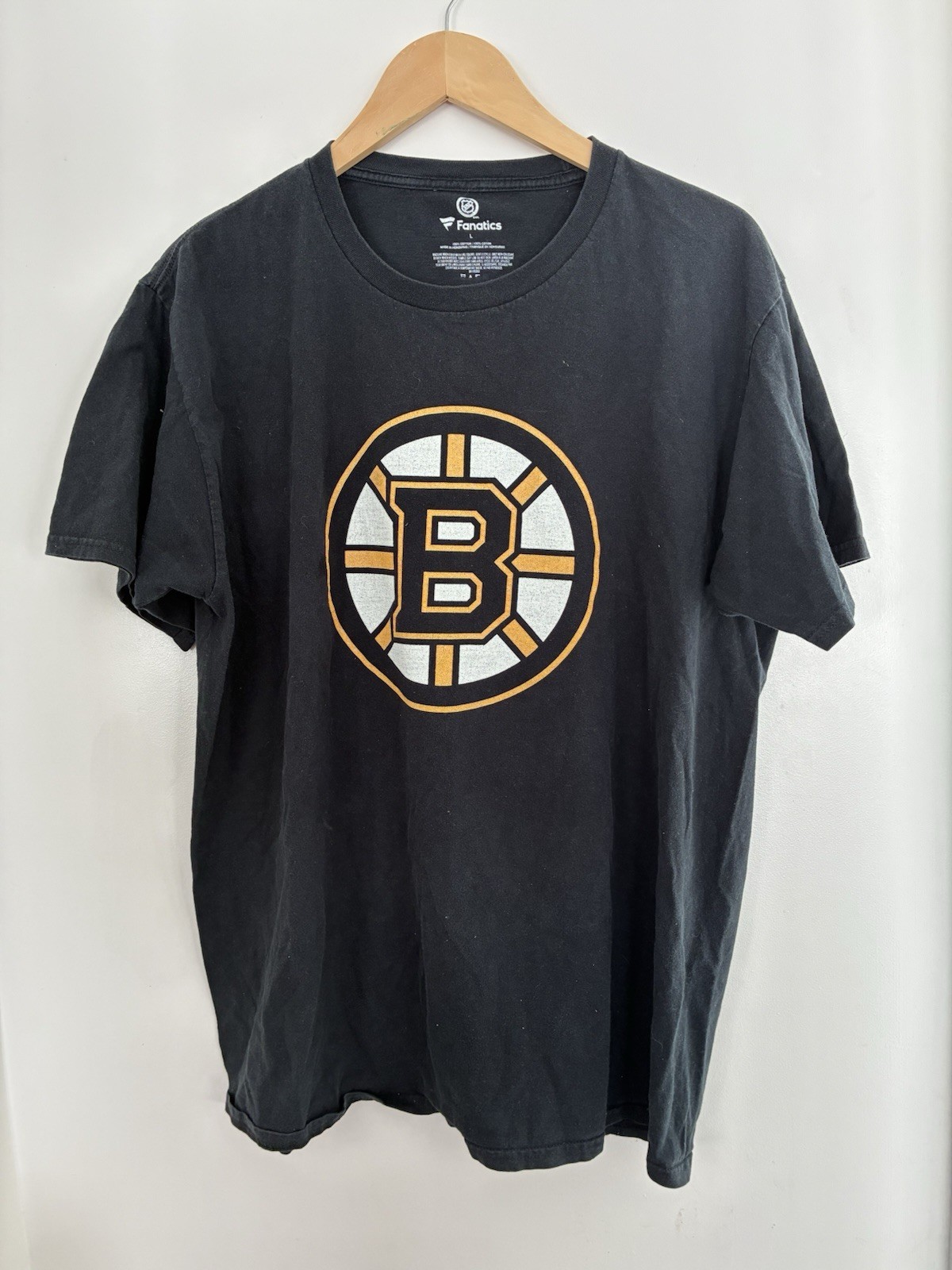 Fanatics Adults Boston Bruins #77 Ray Bourque Cotton Short Sleeve Shirt Black L