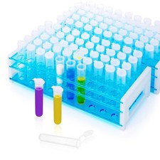 100 PCS Round Bottom Centrifuge Tubes 10ml Plastic Clear Lab Test Vials Rack