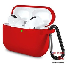 for AirPods Pro 2 Case Cover,Shock-Proof Silicone Skin Full Protective Red