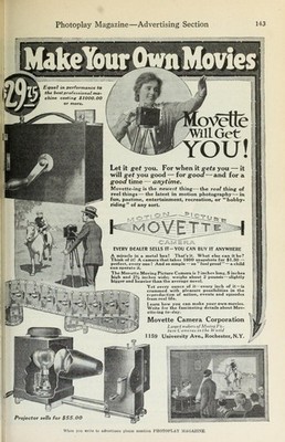 Early Home Movie Camera MOVETTE 1917 Ad - Photo Image 5 x 7 in