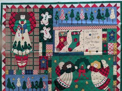 Cranston COTTON Blend FABRIC PANEL Christmas Angels Flying High
