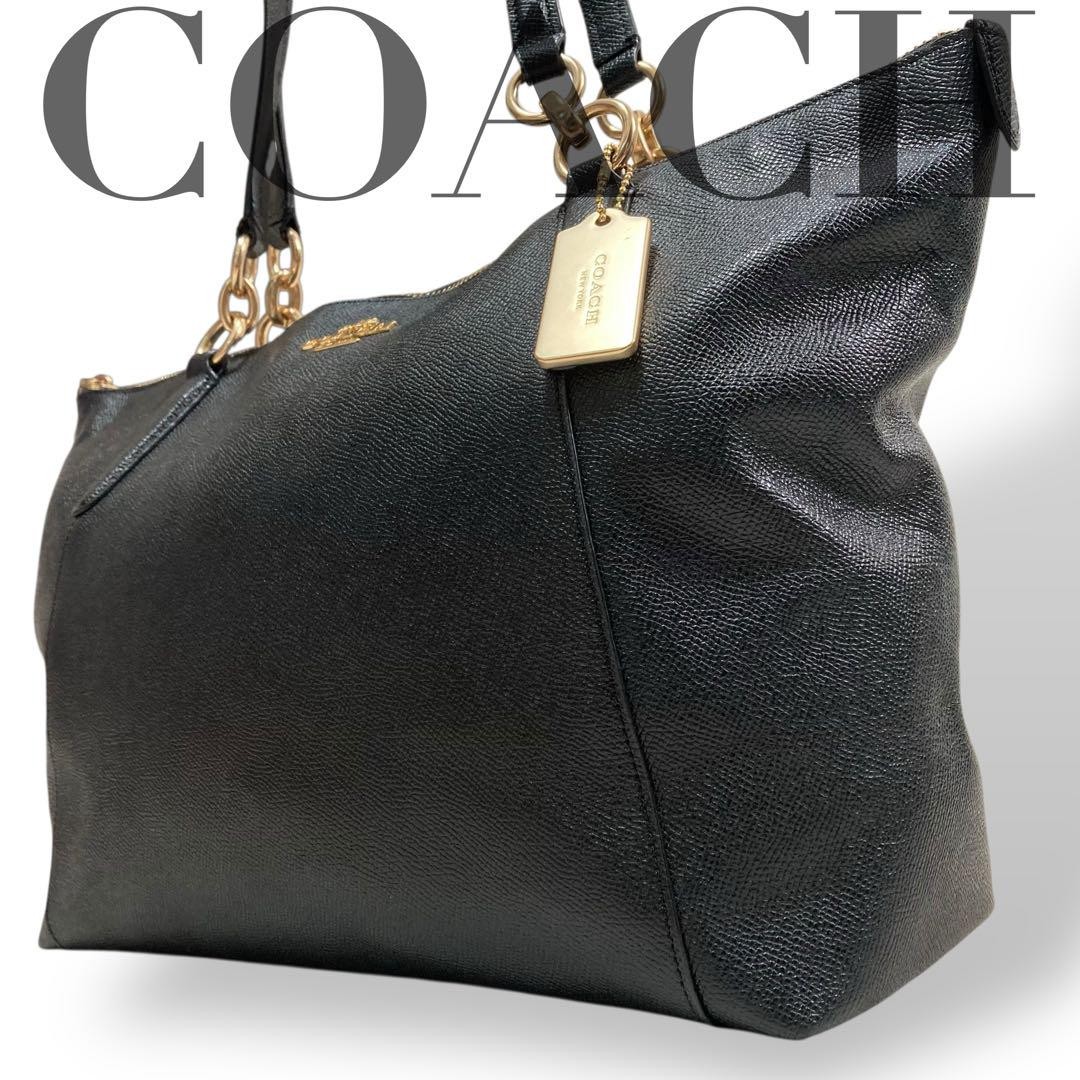 Coach Black Leather & PVC Tote Bag - Large Capacity, Authentic, Excellent Condition