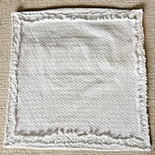 Set of 2 Crate & Barrel Organic Cotton Euro Pillow Shams 26x26 White Fringe