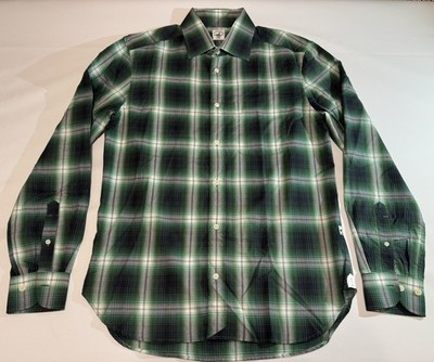 Atlantic Rancher Captain's Green Plaid Long Sleeve Green Shirt  M Preppy 