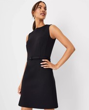 NEW $159 Ann Taylor The Belted A-Line Double Knit Dress black Size 4