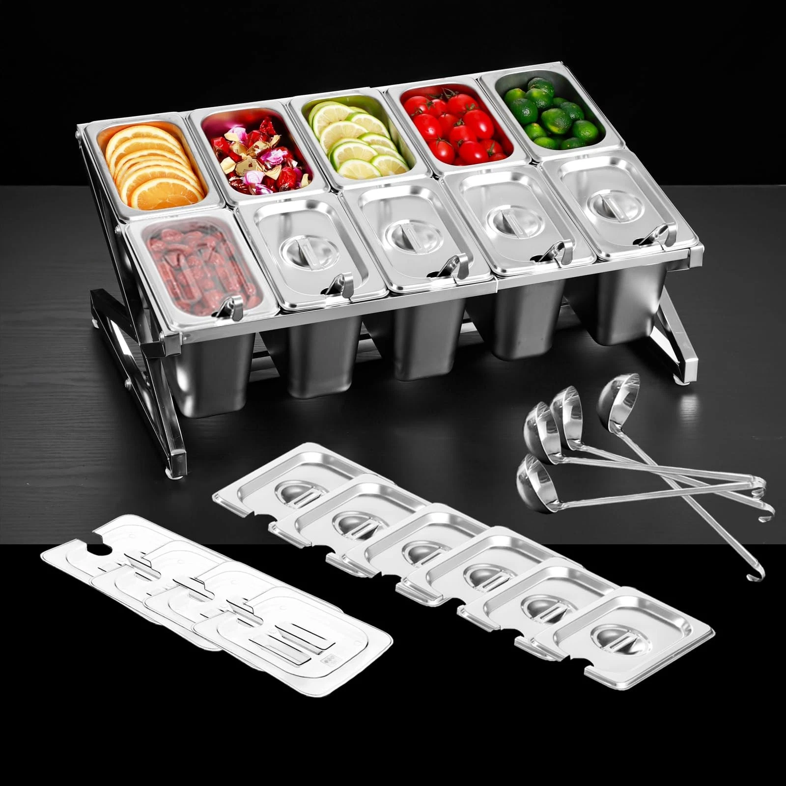 Tier Adjustable Stainless Steel Spice Organizer Set of 10 Pots with Spoons Co...
Opens in a new wind