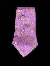 ROBERT TALBOTT BEST OF CLASS PINK BLUE GOLD BOLD WOVEN SILK TIE