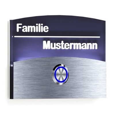 Klingel Haustürklingel Anthrazit Edelstahl Klingelschild beleuchtet LED Gravur
