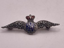 RAF Sweetheart Brooch WW2 Solid silver marcasite  enamel