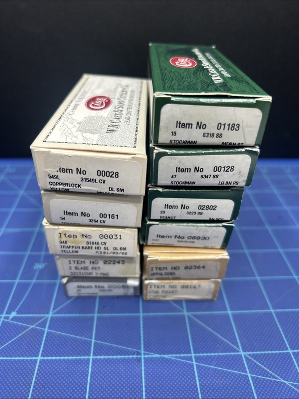 Lot of 11 Empty Case XX Knife Boxes w/ paperwork Stockman Trapper Stag