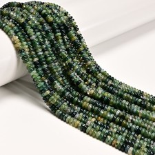 Natural Moss Agate Smooth Rondelle Beads Size 2x4mm 15.5'' Strand