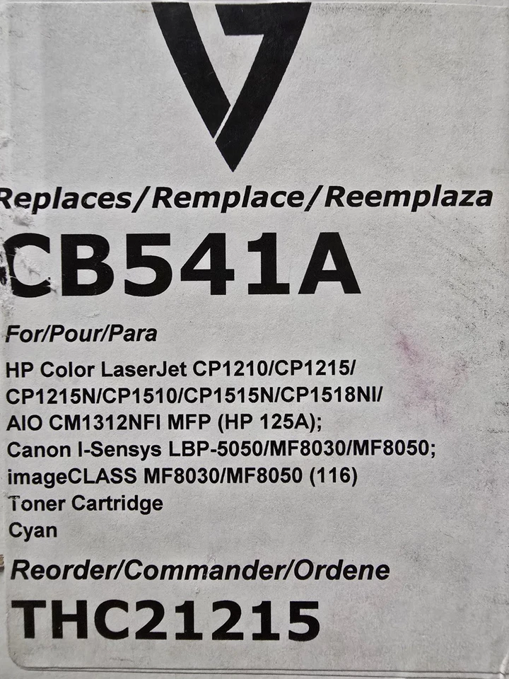 V7 CB541A Toner Compatible with HP 125A LaserJet THC21215 Blue - Image 3 of 4
