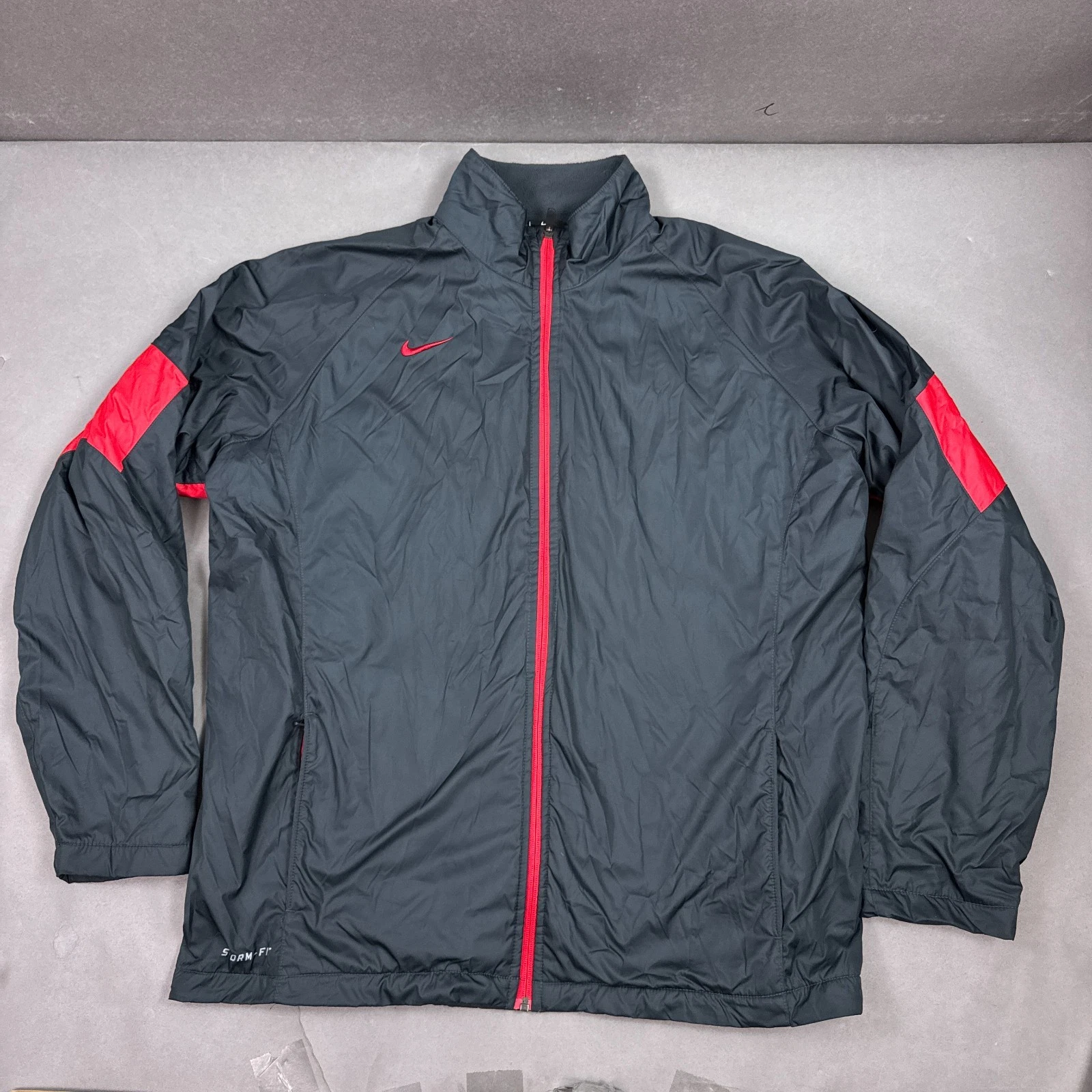 Nike Jacket Mens Extra Large Black Storm Fit Fleece Lined Coat Gym Lift Game Day
