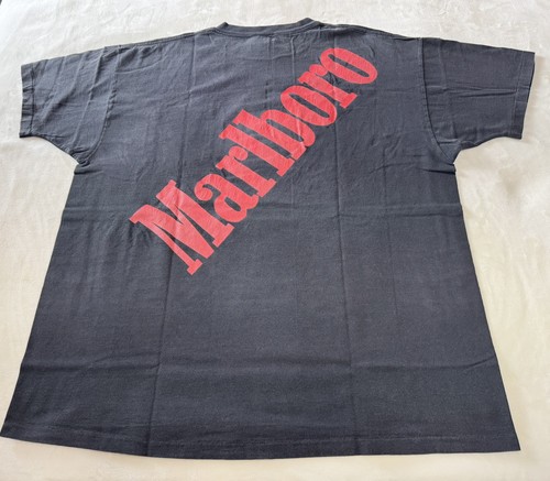 Vintage Marlboro Spellout Black And Red Pocket TShirt Single Stitch Size XL