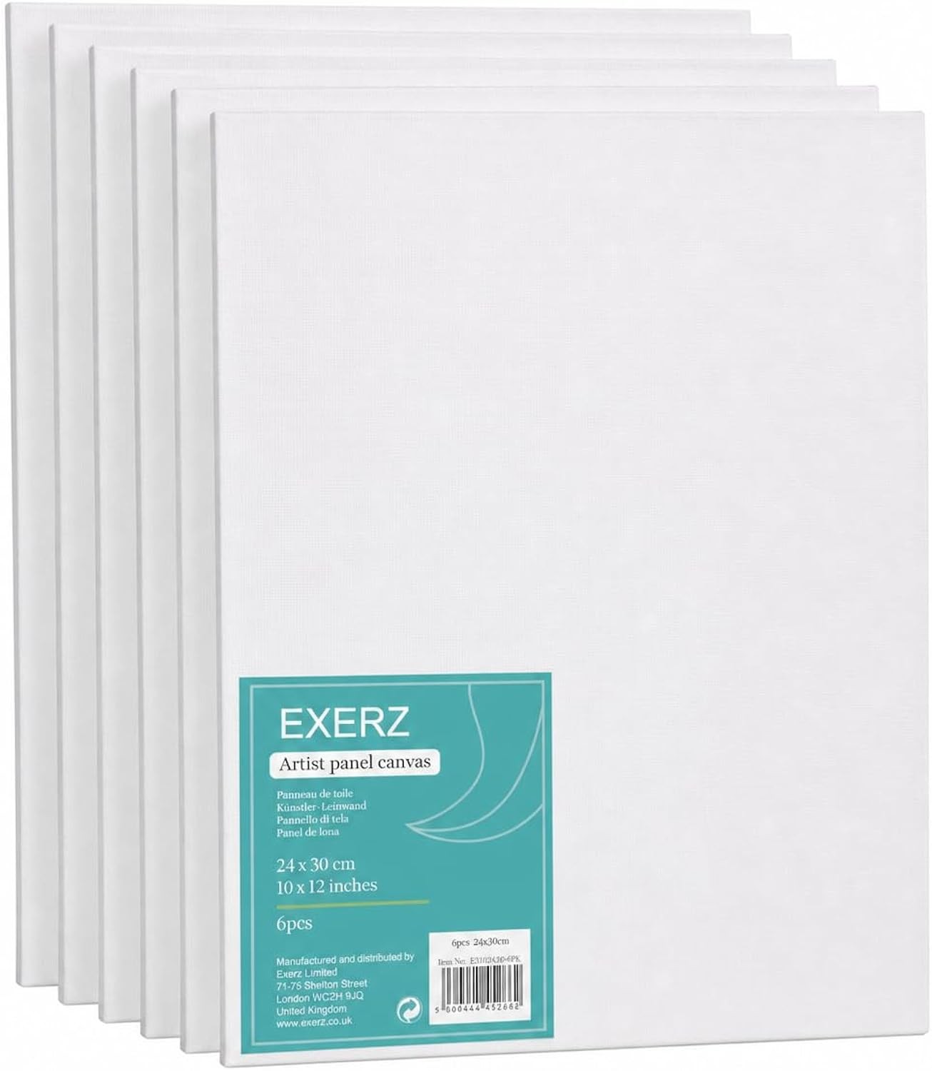 EXERZ 24x30cm Canvas Panel Boards 6 Pack 280gsm 100% Cotton Triple Primed for Oi