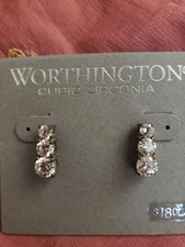 Worthington Cubic Zirconia 3-Stone Stud Earri...
