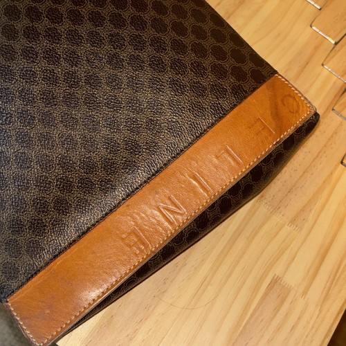 CELINE Leather Handbag Brown Macadam Structured Top Handle Vintage Elegant - Picture 8 of 17