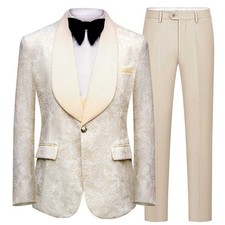 Luxury Jacquard Pattern Men's Suits Slim Fit for Wedding Groom Jacket Vest Pants