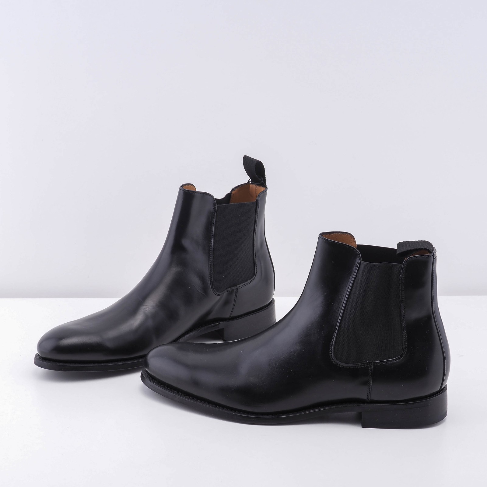 Sandro Stiefeletten Schwarz Leder Gr. 44 Herren Chelsea SHACH00843