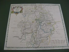 100% ORIGINAL LARGE WARWICKSHIRE BY ROBERT MORDEN C1722 VGC HANDCOLOUR STRATFORD