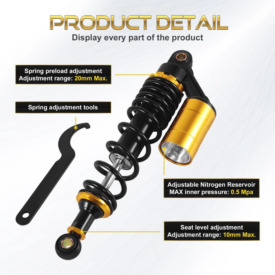 340mm 13.5" Rear Shock Absorbers Air Suspensions Fit For Harley Sportster 883 Foto 2 de 4