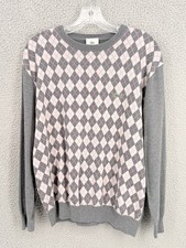 Lacoste Sweater Womens 6 Gray Argyle Diamond Pullover Stretch Casual Everyday