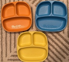 3 REPLAY KID FRIENDLY DIVIDED PLATES/DISHES ECO FRIENDLY BPA FREE COLORFUL