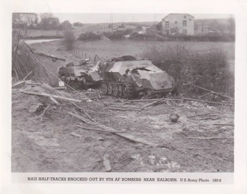 Original WWII US Army Photo KO GERMAN SDKFZ 251 & 251/9 HALFTRACKS KALBORN 79