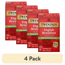 (4 Pack) Twinings Decaffeinated English Breakfast Tea Bags - 20 Count Boxes