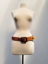Banana Republic Brown Tan Leather Studded Boho Belt Size Medium Southwestern
