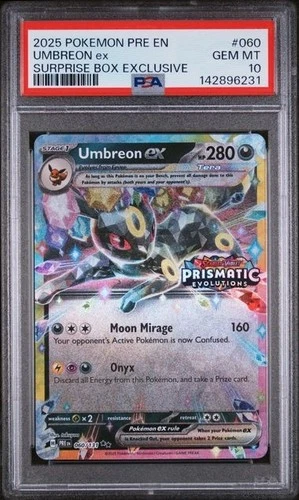 Umbreon ex 060/131 PSA 10 Stamped Surprise Box Prismatic Evolutions Pokemon Card