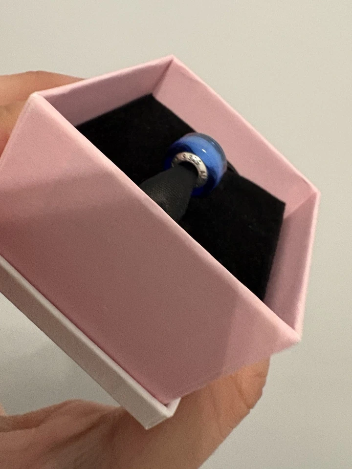 Nuevo 100% Auténtico PANDORA 925 Ale Plata Azul Mini Dije Cristal de Murano 793105C00 Foto 2 de 4