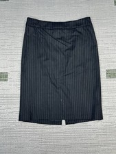 Armani Collezioni Straight And Pencil Skirt Womens 6 Black Virgin Wool Pinstripe