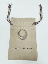 David Yurman 925 Sterling Silver Amethyst Stone w. Diamonds Cable 7" Ring