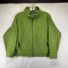 LL Bean Kids Fleece Jacket Boys Kids M 10 12 Avocado Green Full Zip Pockets