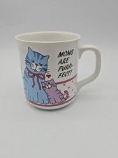 MOMS ARE PURR-FECT! Coffee Mug Cup Kitty Cats Feline Mother Love Hearts Gift Hug